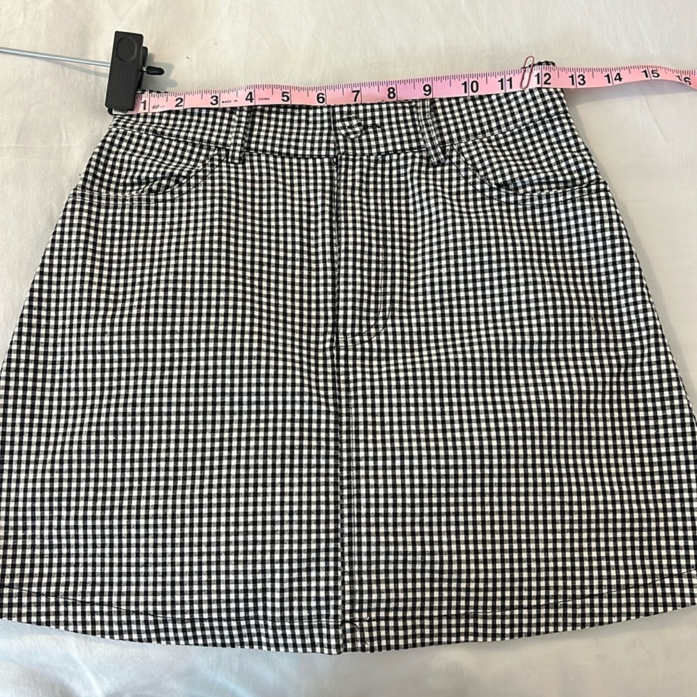 Women’s black and white gingham mini skirt